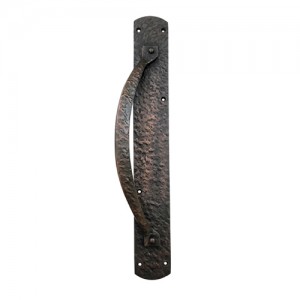 "Luhith" Black Antique Brass Door Pull with Plate